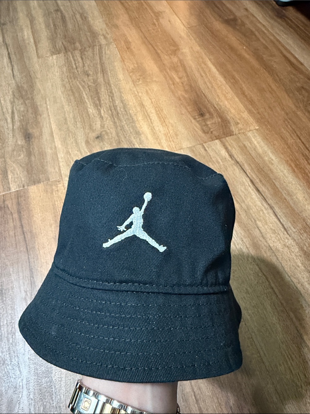 Jordan Black Bucket Hat with White Jumpman